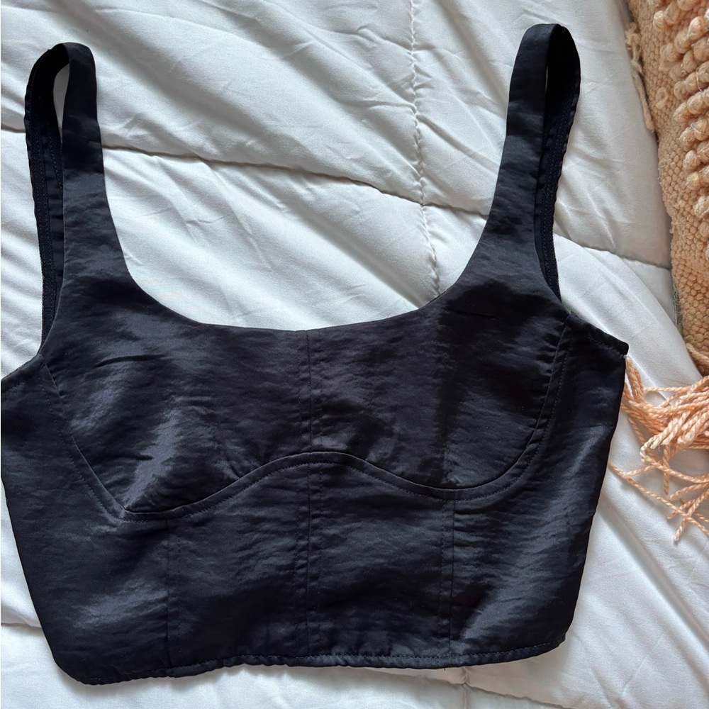 Harlow Black Satin Bra Top